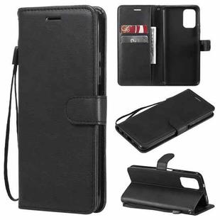 For Xiaomi Redmi Note 10 4G Solid Color Horizontal Flip Protective Leather Case with Holder & Card Slots & Wallet & Photo Frame & Lanyard(Black)