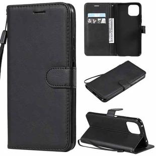 For Xiaomi Mi 11 Lite Solid Color Horizontal Flip Protective Leather Case with Holder & Card Slots & Wallet & Photo Frame & Lanyard(Black)
