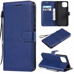 For Xiaomi Mi 11 Lite Solid Color Horizontal Flip Protective Leather Case with Holder & Card Slots & Wallet & Photo Frame & Lanyard(Blue)