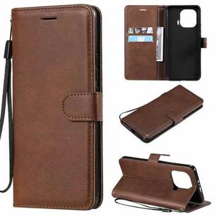 For Xiaomi Mi 11 Pro Solid Color Horizontal Flip Protective Leather Case with Holder & Card Slots & Wallet & Photo Frame & Lanyard(Brown)