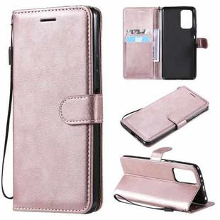 For Xiaomi Redmi Note 10  Pro 4G Solid Color Horizontal Flip Protective Leather Case with Holder & Card Slots & Wallet & Photo Frame & Lanyard(Rose Gold)