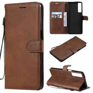 For LG Stylo 7 5G / 4G Solid Color Horizontal Flip Protective Leather Case with Holder & Card Slots & Wallet & Photo Frame & Lanyard(Brown)