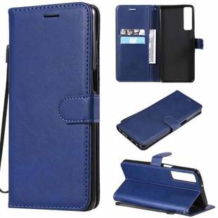 For LG Stylo 7 5G / 4G Solid Color Horizontal Flip Protective Leather Case with Holder & Card Slots & Wallet & Photo Frame & Lanyard(Blue)