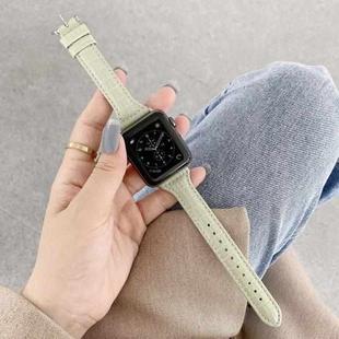 Crocodile Texture Leather Watch Band For Apple Watch Series 8&7 41mm / SE 2&6&SE&5&4 40mm / 3&2&1 38mm(Bean Paste Green)