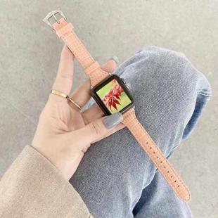 Crocodile Texture Leather Watch Band For Apple Watch Series 8&7 41mm / SE 2&6&SE&5&4 40mm / 3&2&1 38mm(Pink)