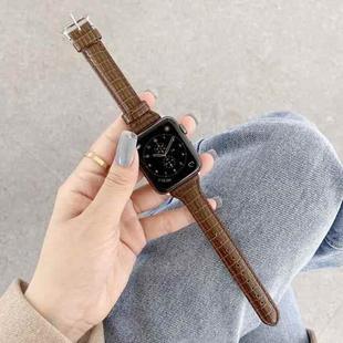 Crocodile Texture Leather Watch Band For Apple Watch Ultra 49mm / Series 8&7 45mm / SE 2&6&SE&5&4 44mm / 3&2&1 42mm(Warm Brown)