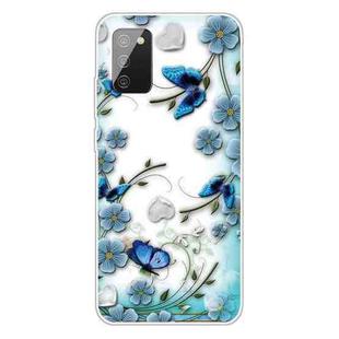 For Samsung Galaxy A02s EU Version Colored Drawing Clear TPU Protective Cases(Chrysanthemum Butterfly)