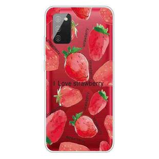 For Samsung Galaxy A02s EU Version Colored Drawing Clear TPU Protective Cases(Love Strawberry)