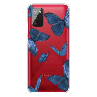 For Samsung Galaxy A02s EU Version Colored Drawing Clear TPU Protective Cases(Blue Butterfly)