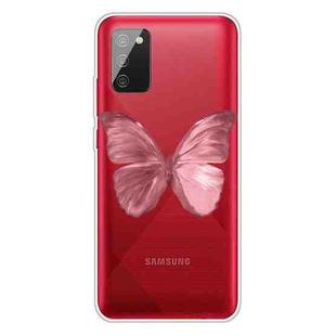 For Samsung Galaxy A02s EU Version Colored Drawing Clear TPU Protective Cases(Red Butterfly)
