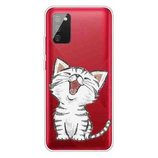 For Samsung Galaxy A02s EU Version Colored Drawing Clear TPU Protective Cases(Laughing Cat)