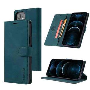 For iPhone 12 / 12 Pro TAOKKIM Skin Feel Calf Texture Horizontal Flip PU Leather Case with Holder & Card Slots & Photo Frame & Wallet(Blue)