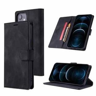 For iPhone 12 Pro Max TAOKKIM Skin Feel Calf Texture Horizontal Flip PU Leather Case with Holder & Card Slots & Photo Frame & Wallet(Black)