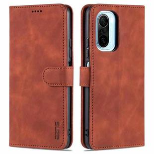 For Xiaomi Redmi K40 Pro AZNS Skin Feel Calf Texture Horizontal Flip Leather Case with Card Slots & Holder & Wallet(Brown)
