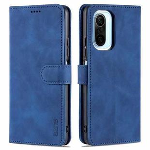 For Xiaomi Poco F3 AZNS Skin Feel Calf Texture Horizontal Flip Leather Case with Card Slots & Holder & Wallet(Blue)