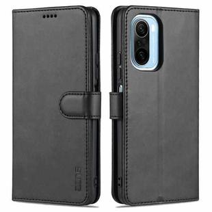 For Xiaomi Poco F3 AZNS Skin Feel Calf Texture Horizontal Flip Leather Case with Card Slots & Holder & Wallet(Black)