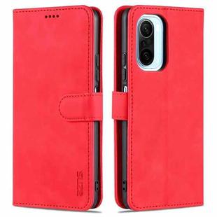 For Xiaomi Poco F3 AZNS Skin Feel Calf Texture Horizontal Flip Leather Case with Card Slots & Holder & Wallet(Red)