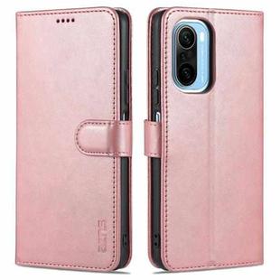 For Xiaomi Poco F3 AZNS Skin Feel Calf Texture Horizontal Flip Leather Case with Card Slots & Holder & Wallet(Rose Gold)