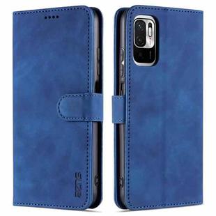 For Xiaomi Redmi Note 10 5G AZNS Skin Feel Calf Texture Horizontal Flip Leather Case with Card Slots & Holder & Wallet(Blue)