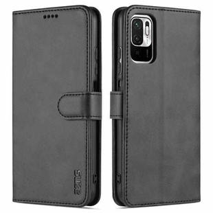 For Xiaomi Redmi Note 10 5G AZNS Skin Feel Calf Texture Horizontal Flip Leather Case with Card Slots & Holder & Wallet(Black)