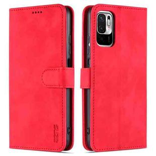 For Xiaomi Redmi Note 10 5G AZNS Skin Feel Calf Texture Horizontal Flip Leather Case with Card Slots & Holder & Wallet(Red)