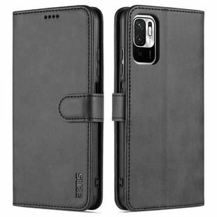 For Xiaomi Poco M3 Pro 5G AZNS Skin Feel Calf Texture Horizontal Flip Leather Case with Card Slots & Holder & Wallet(Black)