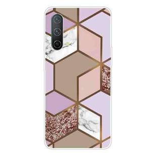 For OnePlus Nord CE 5G Marble Pattern Shockproof TPU Protective Case(Rhombus Orange Purple)