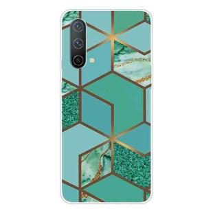 For OnePlus Nord CE 5G Marble Pattern Shockproof TPU Protective Case(Rhombus Green)