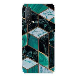 For OnePlus Nord CE 5G Marble Pattern Shockproof TPU Protective Case(Rhombus Dark Green)