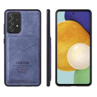 For Samsung Galaxy A02s TAOKKIM Retro Matte PU Leather + PC + TPU Shockproof Back Cover Case with Holder & Card Slot(Blue)