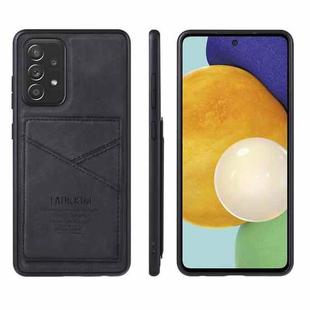 For Samsung Galaxy A72 5G TAOKKIM Retro Matte PU Leather + PC + TPU Shockproof Back Cover Case with Holder & Card Slot(Black)