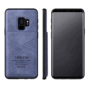 For Samsung Galaxy S9 TAOKKIM Retro Matte PU Leather + PC + TPU Shockproof Back Cover Case with Holder & Card Slot(Blue)