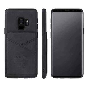 For Samsung Galaxy S9 TAOKKIM Retro Matte PU Leather + PC + TPU Shockproof Back Cover Case with Holder & Card Slot(Black)