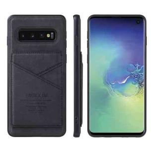 For Samsung Galaxy S10 TAOKKIM Retro Matte PU Leather + PC + TPU Shockproof Back Cover Case with Holder & Card Slot(Black)