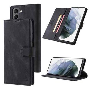 For Samsung Galaxy S21 5G TAOKKIM Skin Feel Calf Texture Horizontal Flip PU Leather Case with Holder & Card Slots & Photo Frame & Wallet(Black)