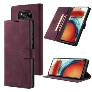 For Xiaomi Poco X3 NFC TAOKKIM Skin Feel Calf Texture Horizontal Flip PU Leather Case with Holder & Card Slots & Photo Frame & Wallet(Red)