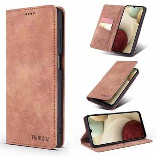 For Samsung Galaxy A12 5G TAOKKIM Retro Matte PU Horizontal Flip Leather Case with Holder & Card Slots(Brown)