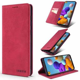 For Samsung Galaxy A21s TAOKKIM Retro Matte PU Horizontal Flip Leather Case with Holder & Card Slots(Red)