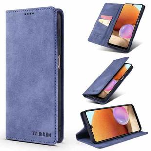 For Samsung Galaxy A32 4G / A32 Lite TAOKKIM Retro Matte PU Horizontal Flip Leather Case with Holder & Card Slots(Blue)