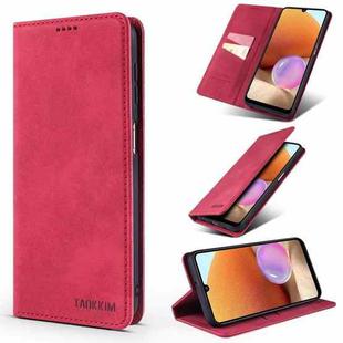 For Samsung Galaxy A32 5G TAOKKIM Retro Matte PU Horizontal Flip Leather Case with Holder & Card Slots(Red)