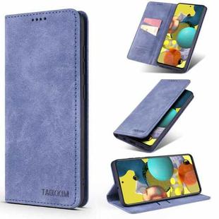 For Samsung Galaxy A41 TAOKKIM Retro Matte PU Horizontal Flip Leather Case with Holder & Card Slots(Blue)