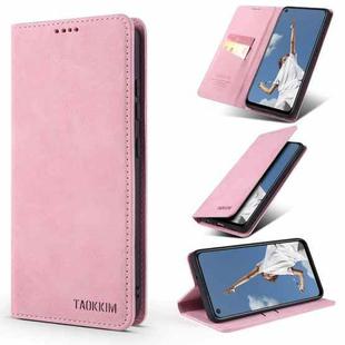 For Samsung Galaxy A72 5G / 4G TAOKKIM Retro Matte PU Horizontal Flip Leather Case with Holder & Card Slots(Pink)