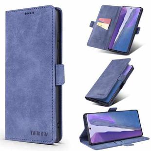 For Samsung Galaxy Note20 Ultra TAOKKIM Retro Matte PU Horizontal Flip Leather Case with Holder & Card Slots(Blue)