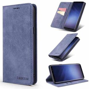 For Samsung Galaxy S9 TAOKKIM Retro Matte PU Horizontal Flip Leather Case with Holder & Card Slots(Blue)