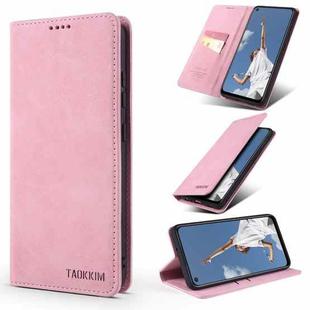 For Samsung Galaxy S20+ TAOKKIM Retro Matte PU Horizontal Flip Leather Case with Holder & Card Slots(Pink)