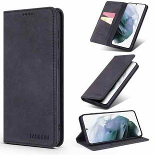 For Samsung Galaxy S21 FE TAOKKIM Retro Matte PU Horizontal Flip Leather Case with Holder & Card Slots(Black)