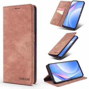 For Xiaomi Mi 10T Lite 5G TAOKKIM Retro Matte PU Horizontal Flip Leather Case with Holder & Card Slots(Brown)