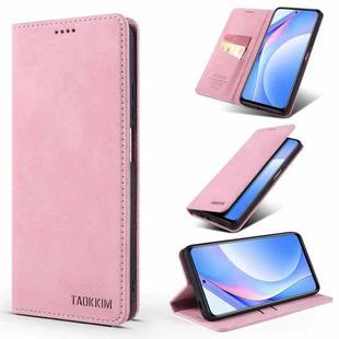 For Xiaomi Mi 10T Lite 5G TAOKKIM Retro Matte PU Horizontal Flip Leather Case with Holder & Card Slots(Pink)