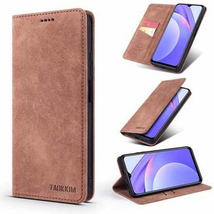 For Xiaomi Redmi K40 / K40 Pro / Poco F3 TAOKKIM Retro Matte PU Horizontal Flip Leather Case with Holder & Card Slots(Brown)