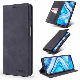 For Xiaomi Redmi Note 9S / Note 9 Pro TAOKKIM Retro Matte PU Horizontal Flip Leather Case with Holder & Card Slots(Black)